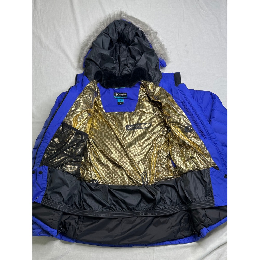 Columbia Titanium Women's Blue Omni-Heat Insulated Ski Jacket Faux Fur M - Picture 4 of 11